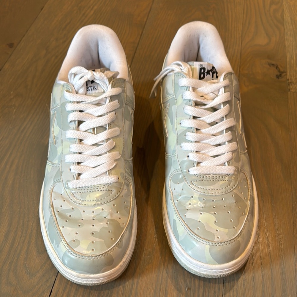 Bape Green Camo Sneakers with White Accents